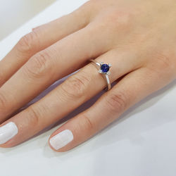 0.40 ct. Pırlanta Safir Tektaş Yüzük - 2