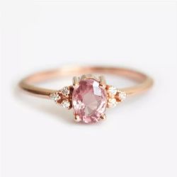 0,71 Karat Pırlanta Yüzük Pink Topaz 14K - 1