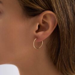 14K Altın Halka Küpe 1,2 mm 2.0 cm GİZLİ KİLİT - 2