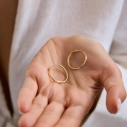 14K Altın Halka Küpe 1,2 mm 2.8 cm GİZLİ KİLİT - 3