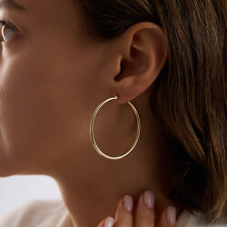 14K Altın Halka Küpe 1.8 mm 4.5 cm - 3