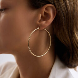14K Altın Halka Küpe 2 mm 6.5 cm - 3