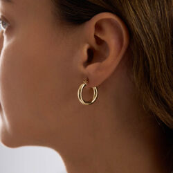 14K Altın Halka Küpe 3 mm 1.5 cm - 2