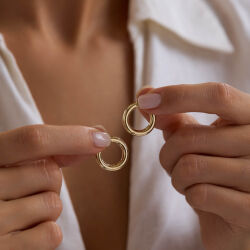 14K Altın Halka Küpe 3 mm 1.5 cm - 1