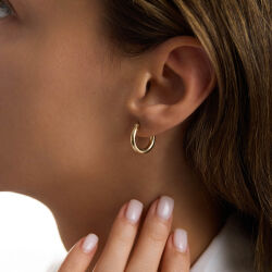 14K Altın Halka Küpe 4 mm 1.8 cm - 2