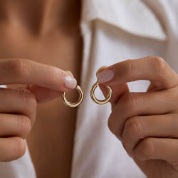 14K Altın Halka Küpe 4 mm 1.8 cm - 1