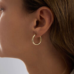 14K Altın Halka Küpe 4 mm 2.2 cm - 3