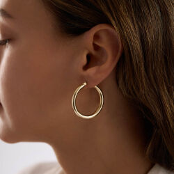 14K Altın Halka Küpe 4 mm 3.3 cm - 2
