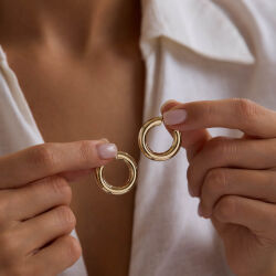 14K Altın Halka Küpe 5 mm 2.5 cm - 1
