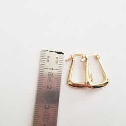 Altın Küpe 14K 585 Parlak Çanta Tasarım 1,8 cm Zarif Küpe - 4