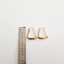 Altın Küpe 14K 585 Parlak Çanta Tasarım 2.3cm Zarif Küpe - 4