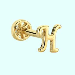 Altın Piercing -H- Harf 14 Ayar Tragus - 1