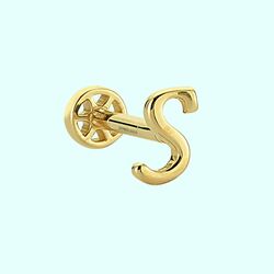 Altın Piercing -S- Harf 14 Ayar Tragus - Thumbnail