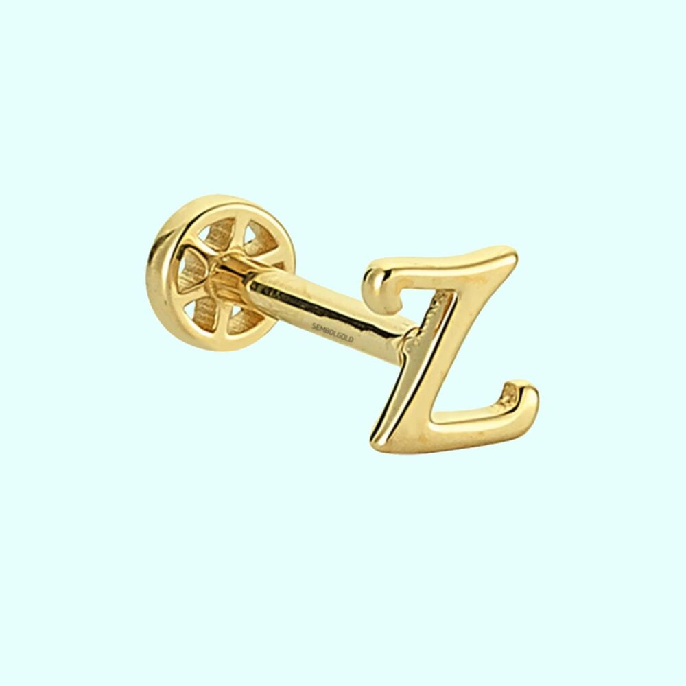 Altın Piercing -Z- Harf 14 Ayar Tragus