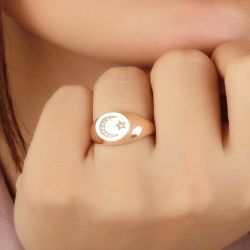 Ayyıldız Şövalye Altın Yüzük 14K Rose Gold - 2