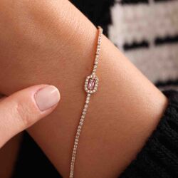 Su Yolu Altın Baget Bileklik Pink Topaz - 2